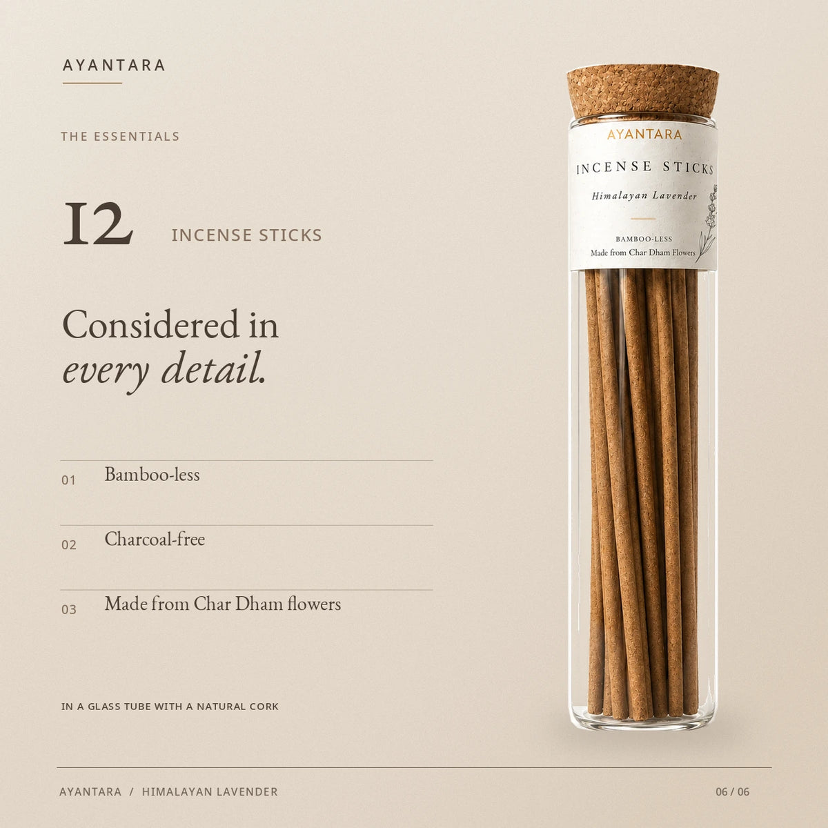 Himalayan Lavender Incense Sticks | Bambooless & Charcoal-Free | 12 Sticks