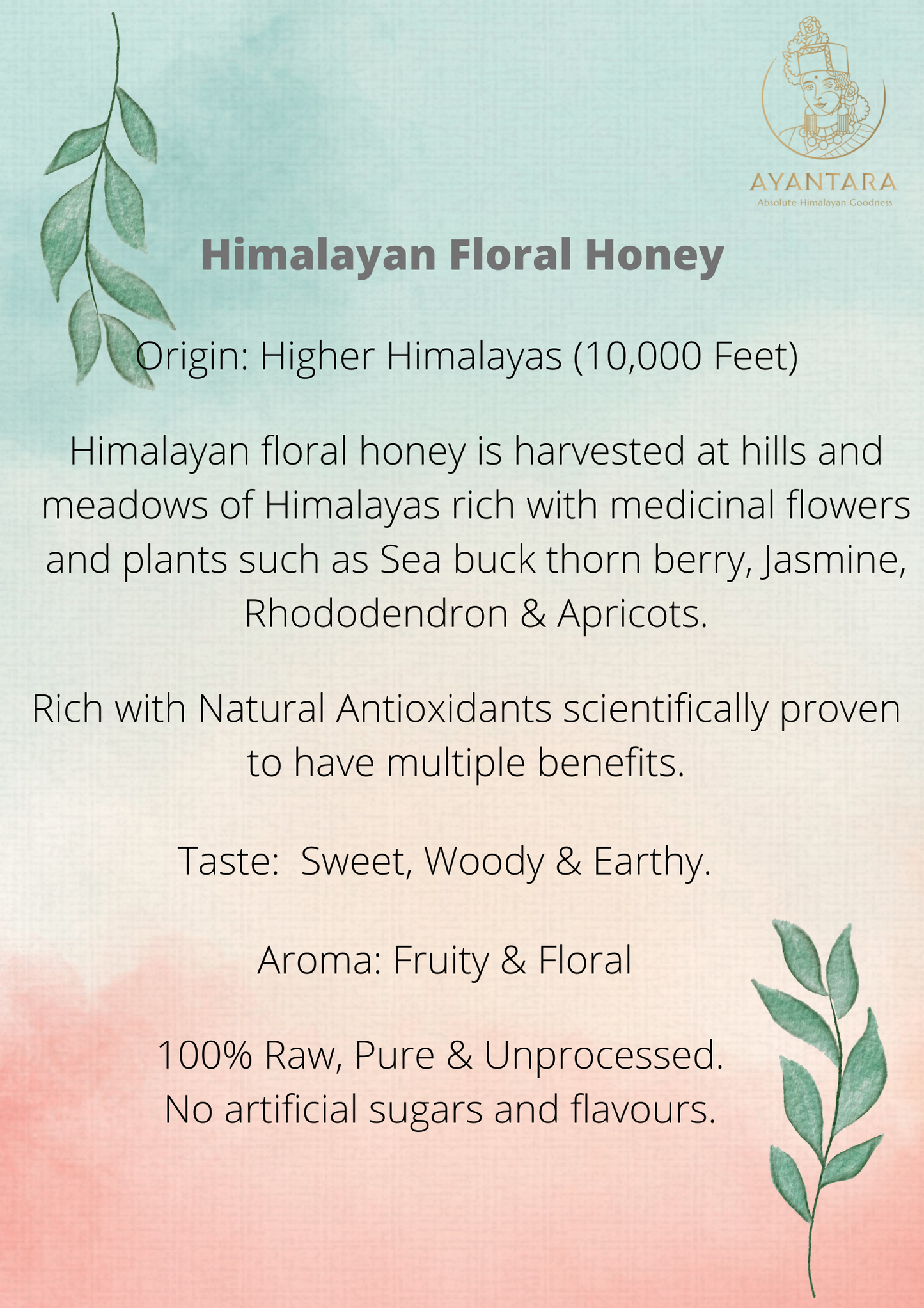 Himalayan Floral Honey | 100% Raw, Pure & Unprocessed | No Added Sugar