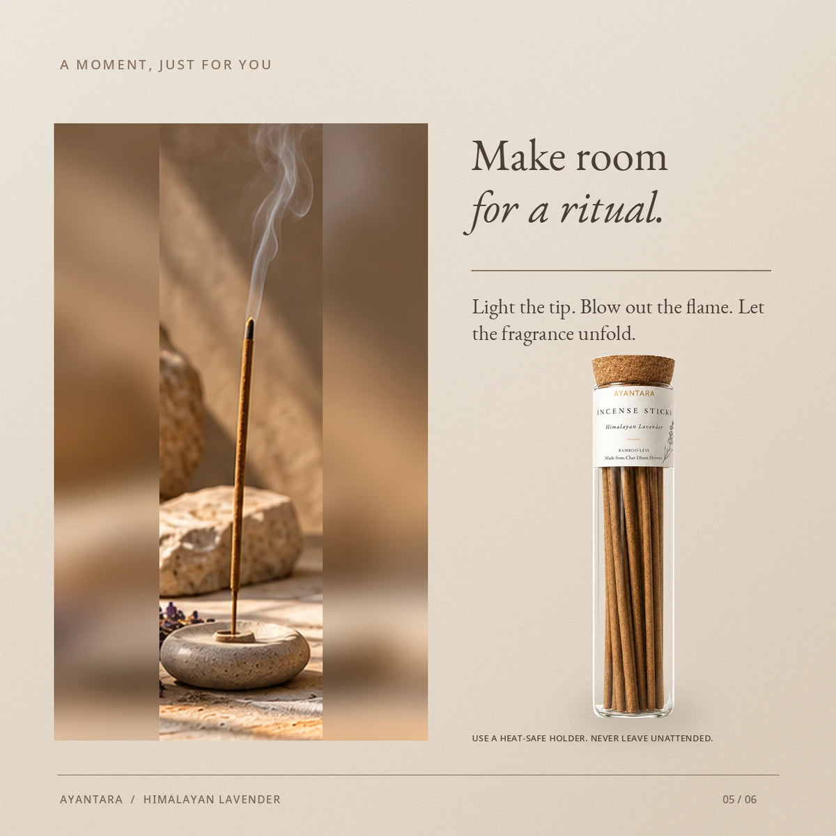 Himalayan Lavender Incense Sticks | Bambooless & Charcoal-Free | 12 Sticks